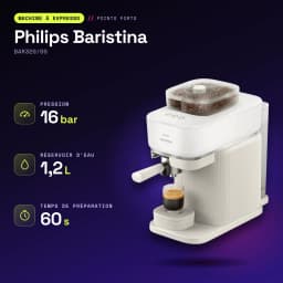 Máquina de Espresso Philips Baristina BAR320/00 Moinho cerâmico 16bar 1,2L Branco - características
