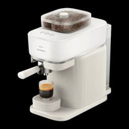 Máquina de Espresso Philips Baristina BAR320/00 Moinho cerâmico 16bar 1,2L, vista frontal: corpo branco com ranhuras