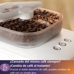 Máquina de Espresso Philips Baristina BAR320/00 Moinho cerâmico 16bar 1,2L, detalhe: depósito duplo de grãos com tampa
