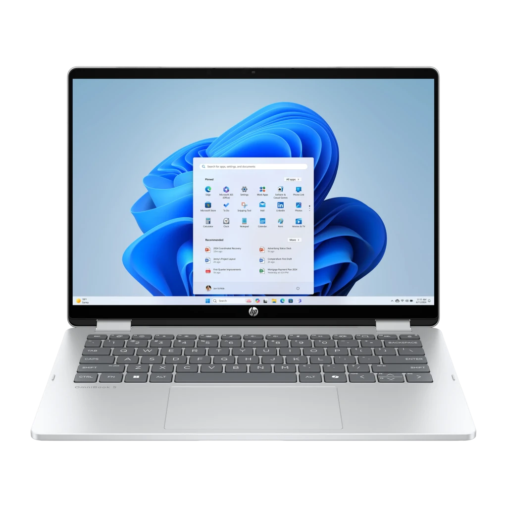 Portátil 2 en 1 HP OmniBook 5 Flip 16GB/1TB SSD 14 pulgadas OLED 2K Táctil Intel Core 7 150U NVMe PCIe 4.0 Windows 11 Home Plata 14-fp0045ns