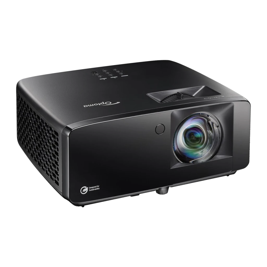 Projetor Optoma Laser DLP 4K UHD Curta Distância 0.496:1 4000 Lúmens ANSI Preto UHZ36STe, detalhe: lente grande angular