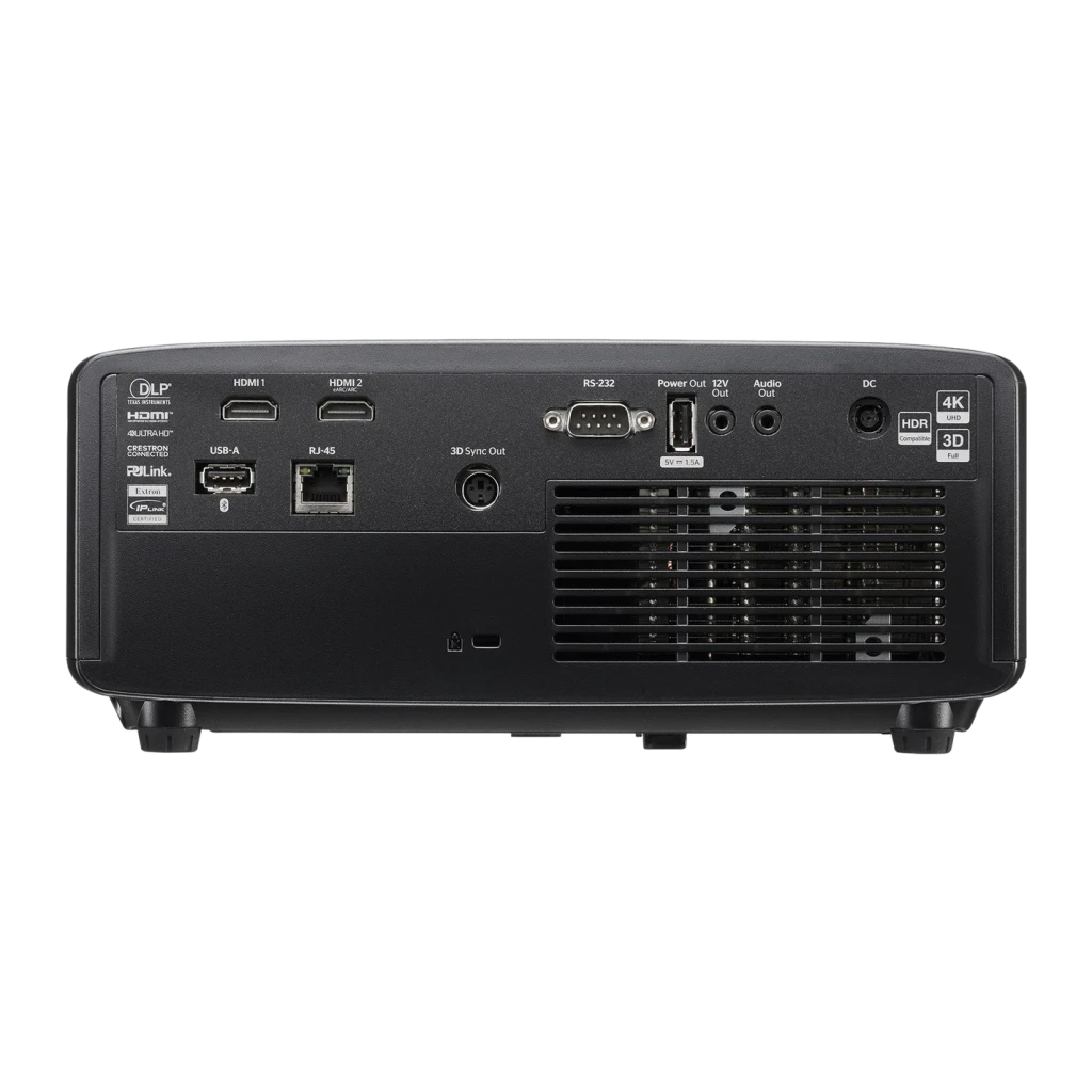Projetor Optoma Laser DLP 4K UHD Curta Distância 0.496:1 4000 Lúmens ANSI Preto UHZ36STe, vista traseira: painel