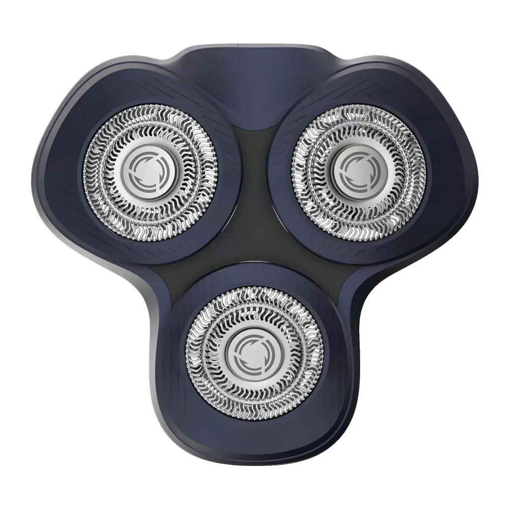 Cabeça de substituição Xiaomi Mijia Electric Shaver Pro Aço inoxidável Azul, vista superior: 3 lâminas rotativas de aço
