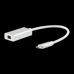 Adaptador Equip 133457 USB-C para Mini DisplayPort 0,15m Prata, vista frontal: corpo metálico prateado com porta Mini DP