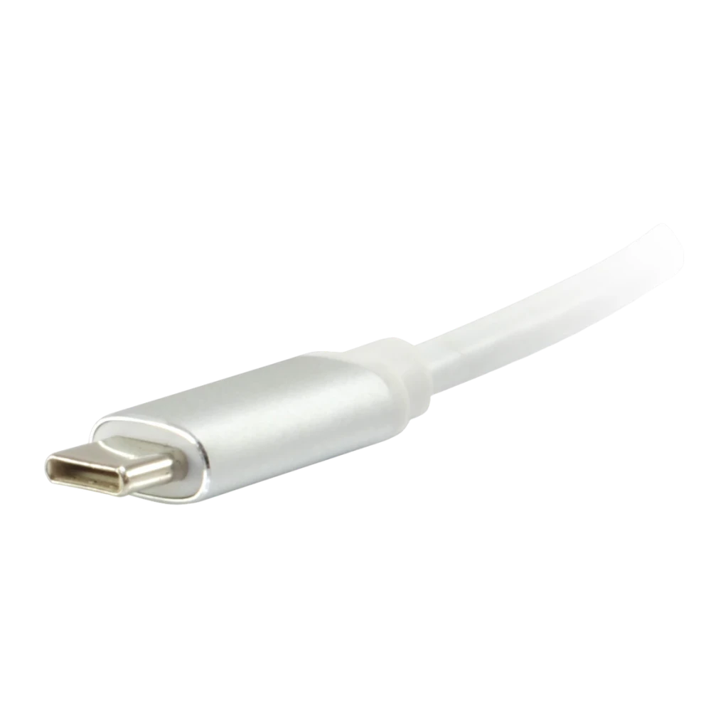 Adaptador Equip 133457 USB-C para Mini DisplayPort 0,15m Prata, detalhe: conector USB-C prateado com carcaça metálica e cabo