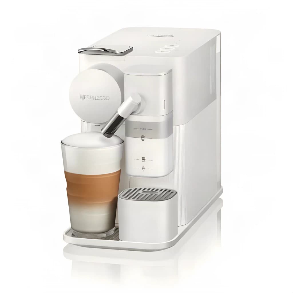 Cafetière à capsules De'Longhi Lattissima One 1L Réservoir à lait inclus Nespresso Blanc EN510.W, vue latérale: réservoir