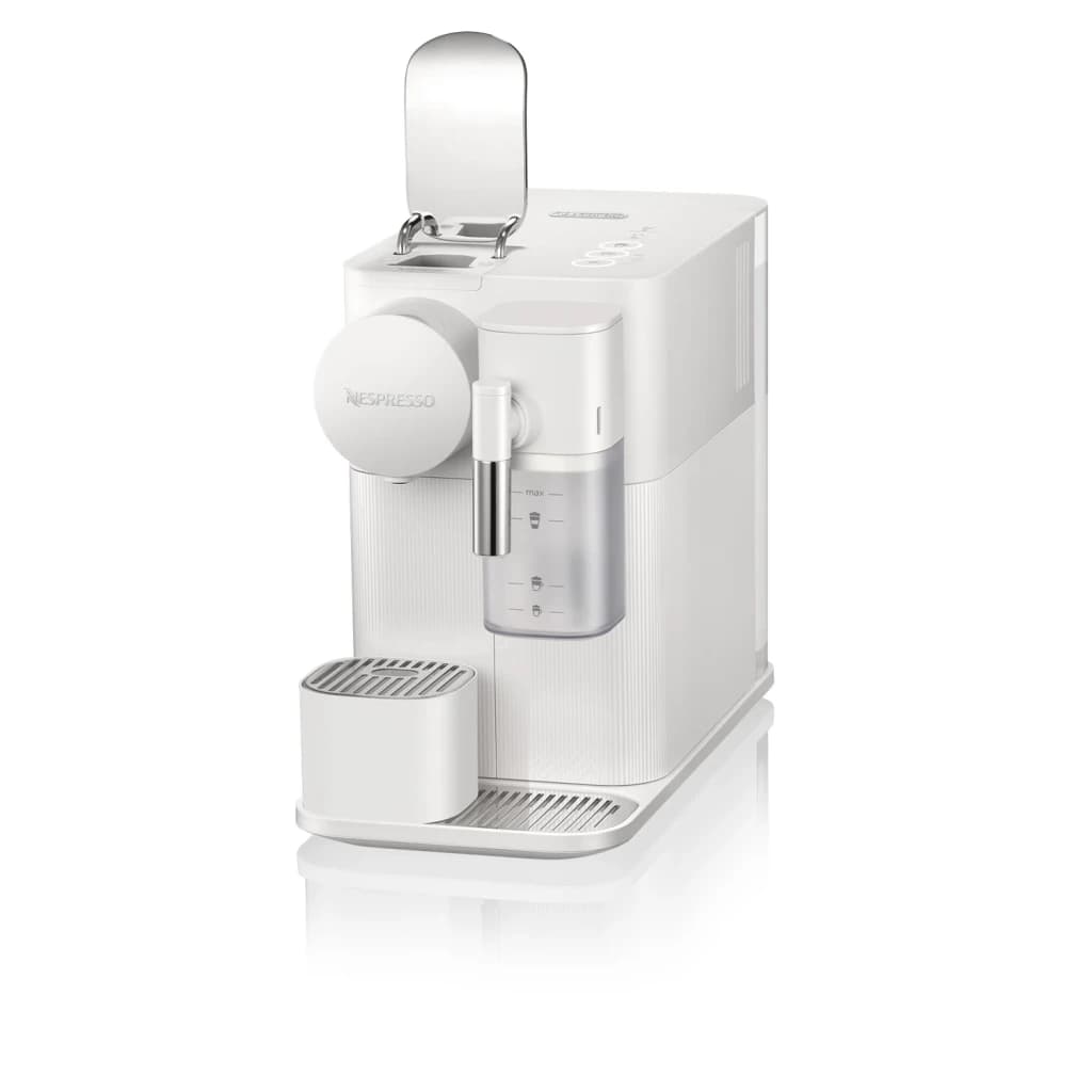 Cafetière à capsules De'Longhi Lattissima One 1L Réservoir à lait inclus Nespresso Blanc EN510.W, vue latérale: réservoir à