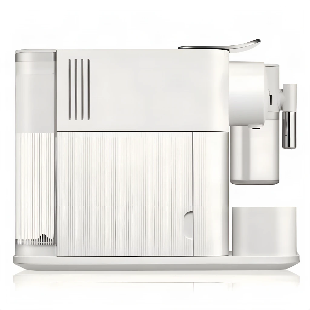 Cafetière à capsules De'Longhi Lattissima One 1L Réservoir à lait inclus Nespresso Blanc EN510.W, vue latérale: réservoir