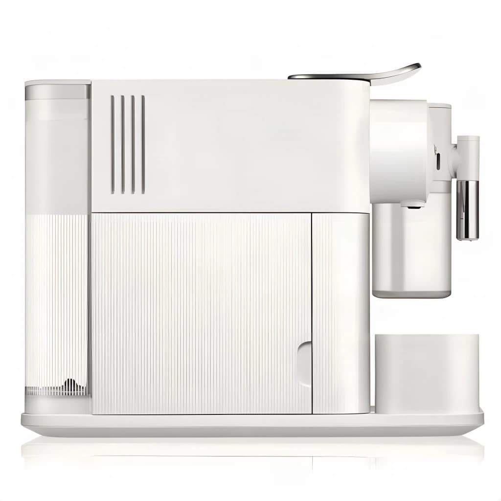Cafetière à capsules De'Longhi Lattissima One 1L Réservoir à lait inclus Nespresso Blanc EN510.W, vue latérale: réservoir