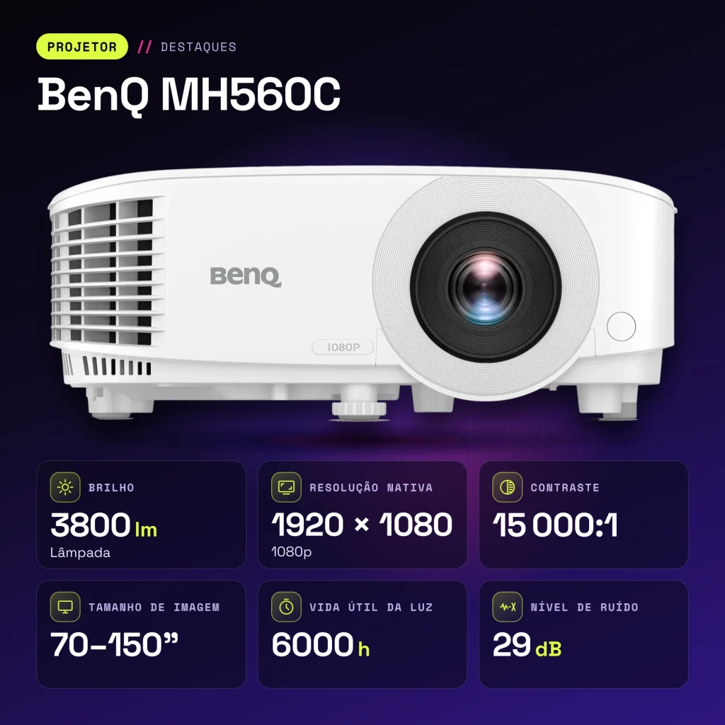 Projecteur BenQ 1080p Full HD 3800 lumens ANSI DLP Blanc MH560C - caractéristiques