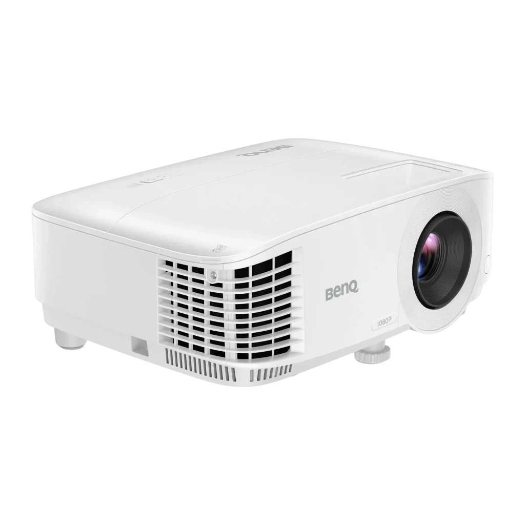 Projecteur BenQ 1080p Full HD 3800 lumens ANSI DLP Blanc MH560C, détail: vue latérale avec objectif, grille de ventilation