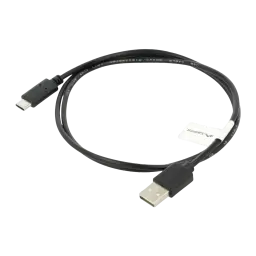 Cable usb Lanberg C a USB-A 2.0 Macho/Macho 1m 480 Mbit/s Negro, vista frontal: cable enrollado con conector USB-C y USB-A
