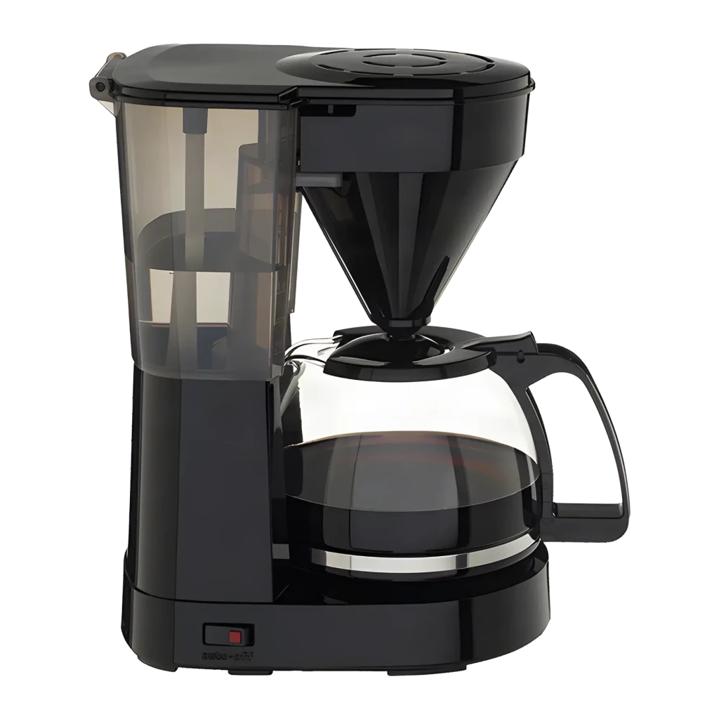 Cafetière filtre Melitta Easy 1023-02 10 tasses 1050W Noir, détail: réservoir translucide, porte-filtre et verseuse en verre