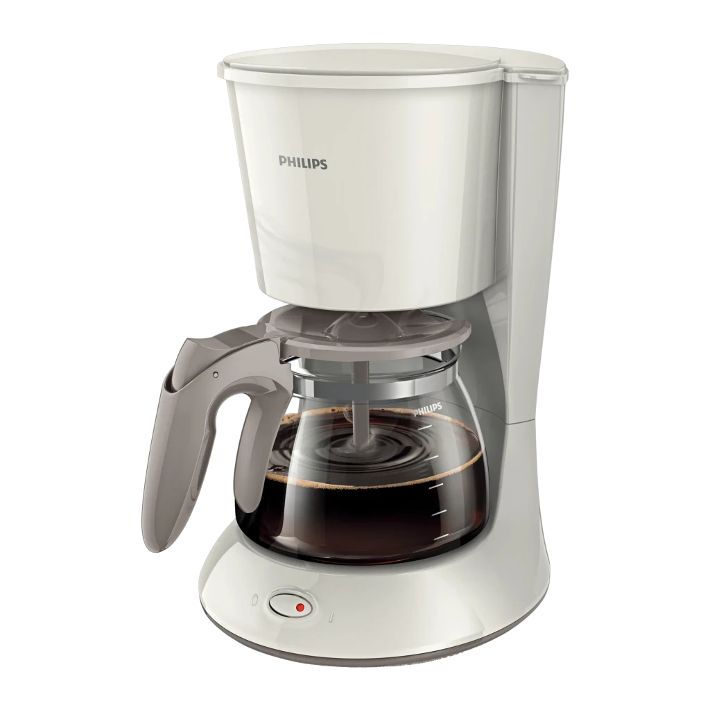 Cafeteira de filtro Philips Daily Collection HD7461/00 1,2L 1000W Branco/Bege, vista frontal: jarra de vidro com café