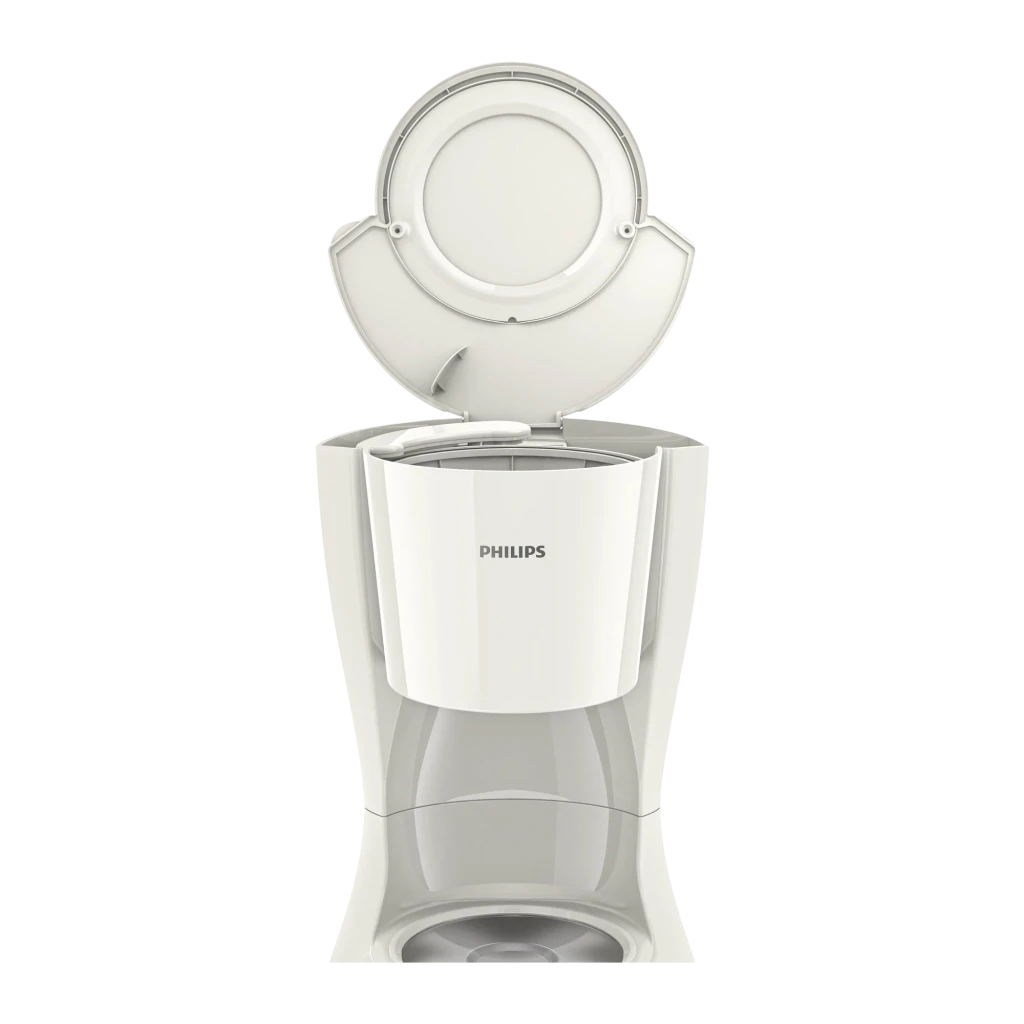 Cafeteira de filtro Philips Daily Collection HD7461/00 1,2L 1000W Branco/Bege, detalhe: tampa superior aberta mostrando