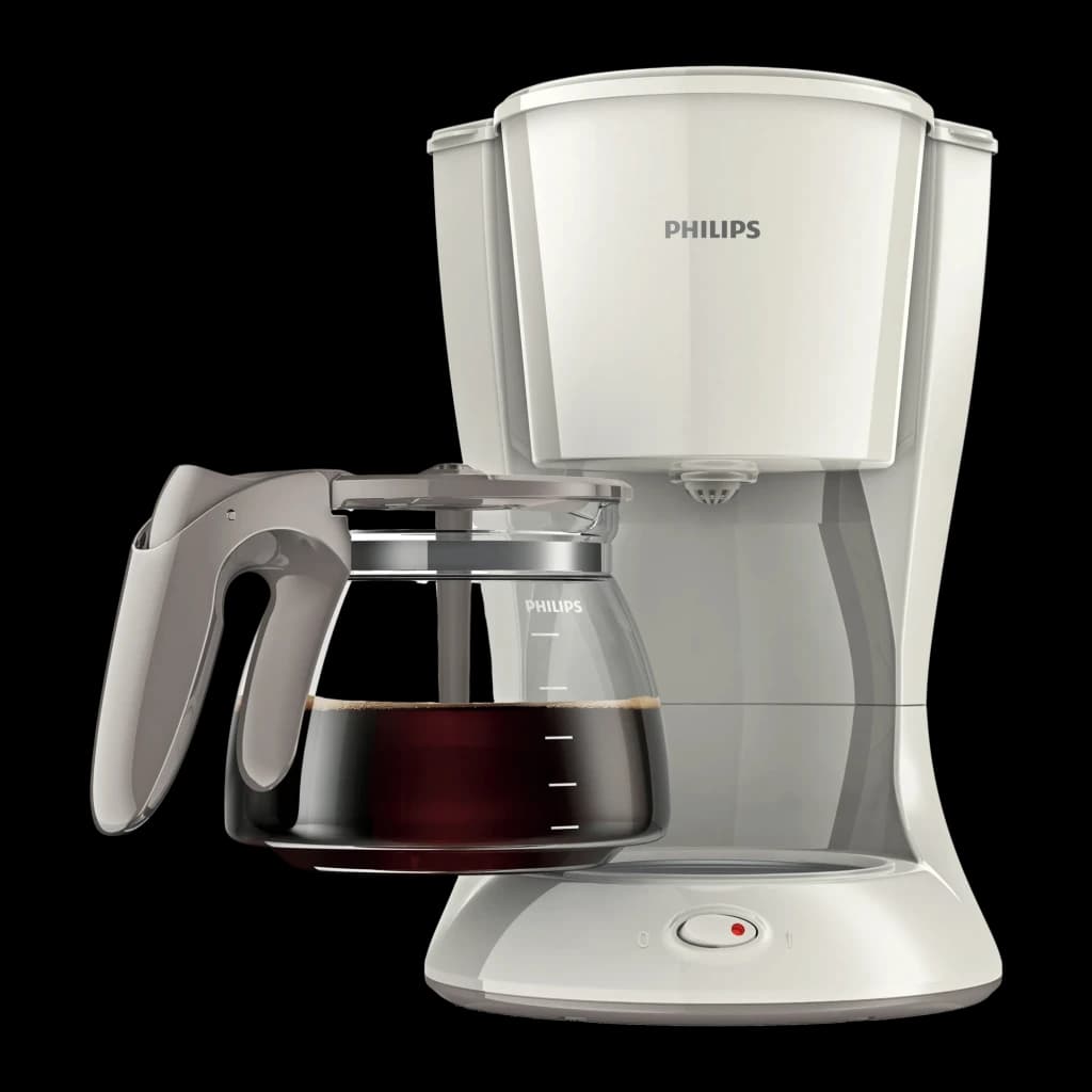 Cafeteira de filtro Philips Daily Collection HD7461/00 1,2L 1000W Branco/Bege, detalhe: jarra de vidro com café, botão