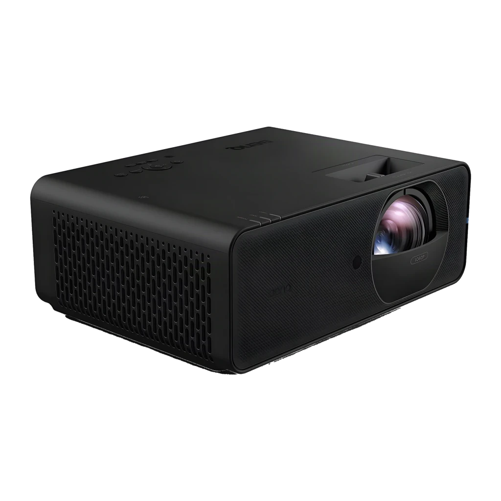 Proyector BenQ Láser Full HD 1080p Tiro Corto 5000 Lúmenes ANSI Negro LH860ST, detalle: ángulo frontal lateral con lente