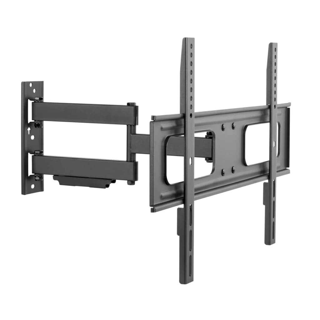 Support TV iggual SPTV13 Noir Mural Articulé Full Motion 37-75 pouces, vue latérale: double bras étendu et plaque