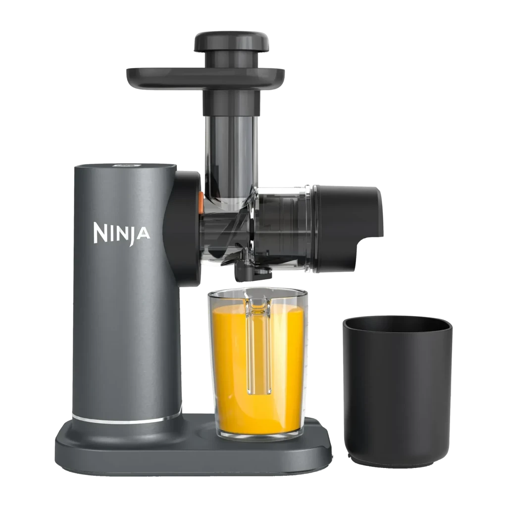 Licuadora de Prensado en Frío Ninja NeverClog Cold Press Juicer 0,7L 150W Gris/Negro JC151EU, vista frontal: cuerpo gris