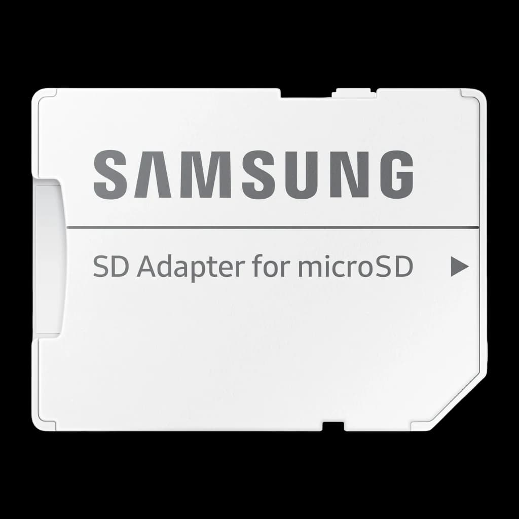 Tarjeta microSDXC Samsung Pro Ultimate V30 U3 A2 256GB UHS-I Azul, detalle: adaptador SD incluido, cara frontal blanca