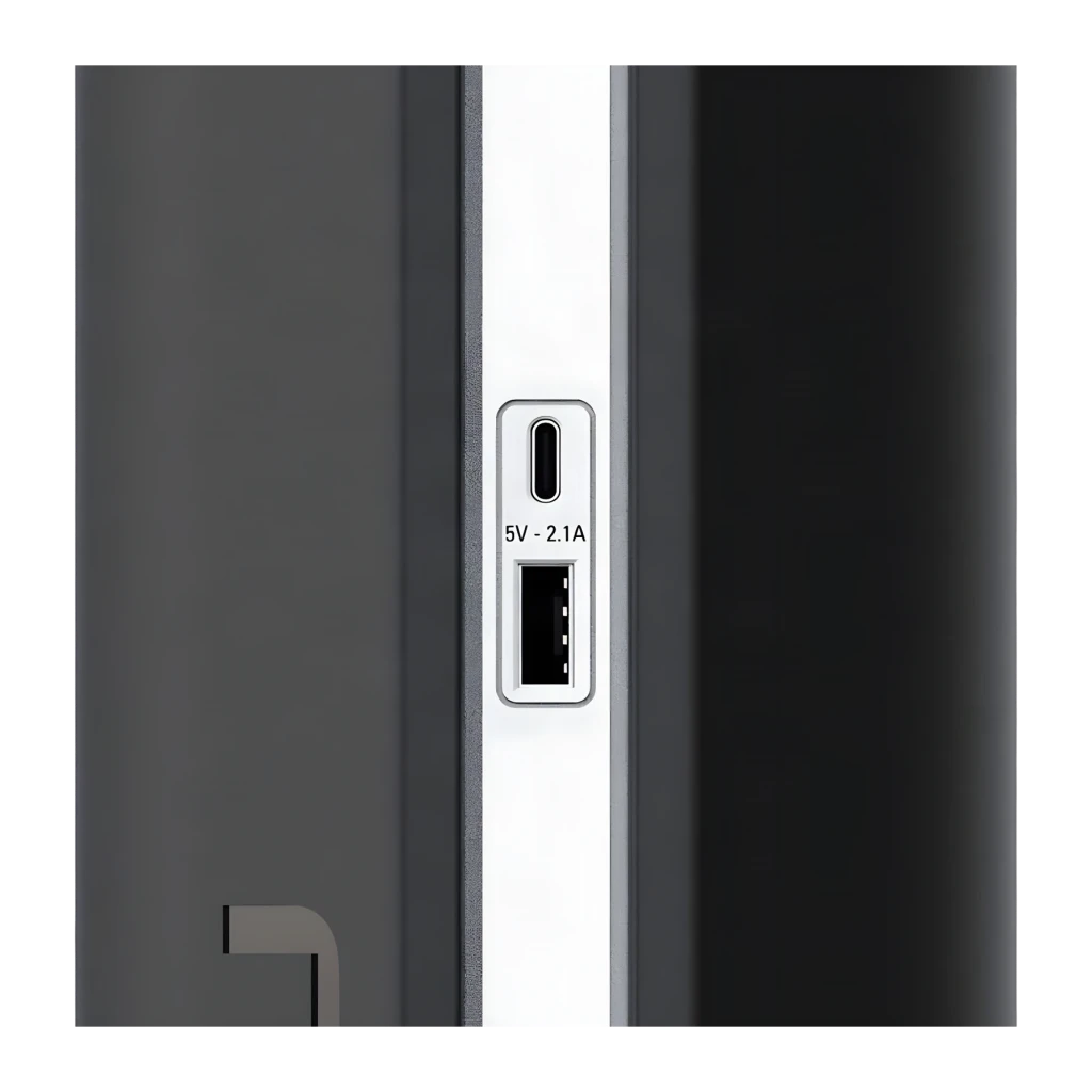 SAI Salicru SPS 1250 SOHO+ Línea Interactiva 1250VA 720W Negro, detalle: puertos USB-A y USB-C 5V 2.1A en franja frontal