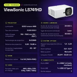 Proyector ViewSonic Láser Full HD 1080p 5000 lúmenes ANSI DLP LS741HD - características
