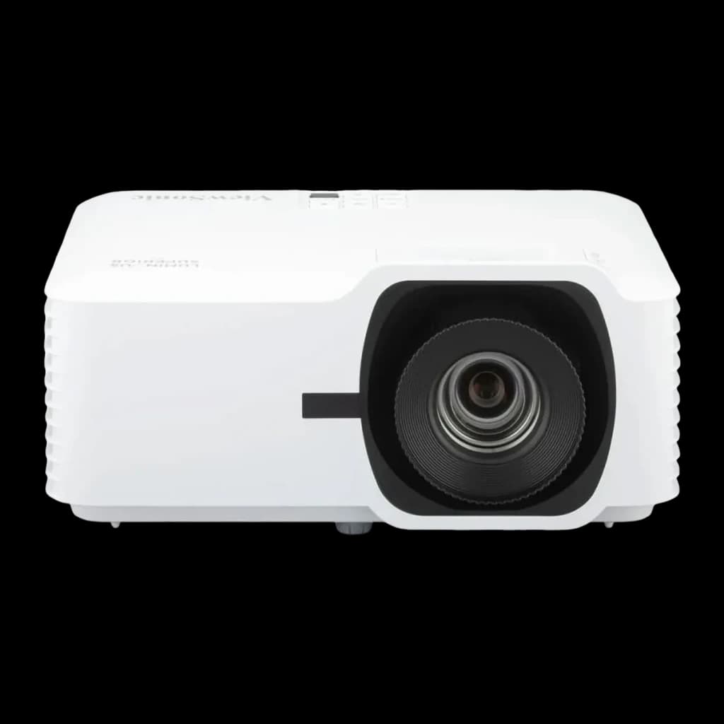 Proyector ViewSonic Láser Full HD 1080p 5000 lúmenes ANSI DLP LS741HD, detalle: objetivo y montura de lente negra en cuerpo