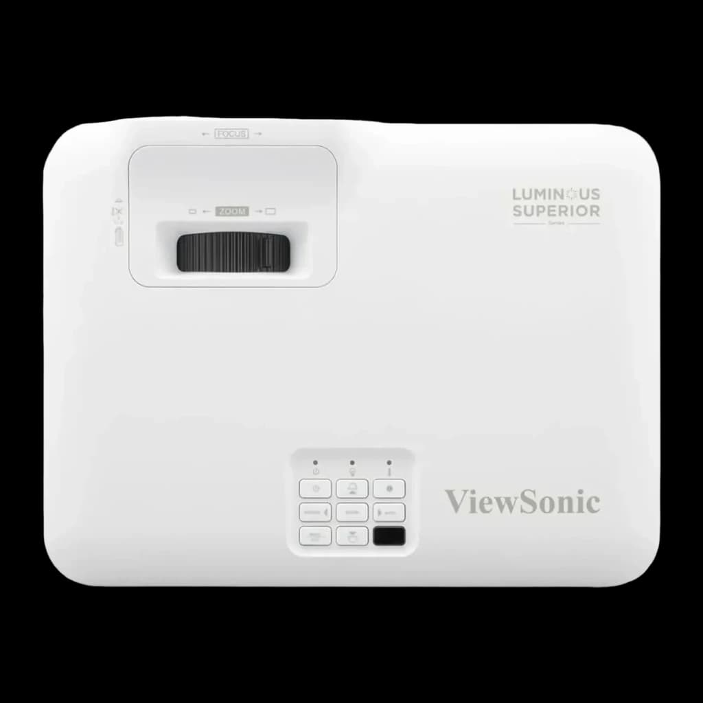 Proyector ViewSonic Láser Full HD 1080p 5000 lúmenes ANSI DLP LS741HD, detalle: vista superior con anillo de zoom, foco