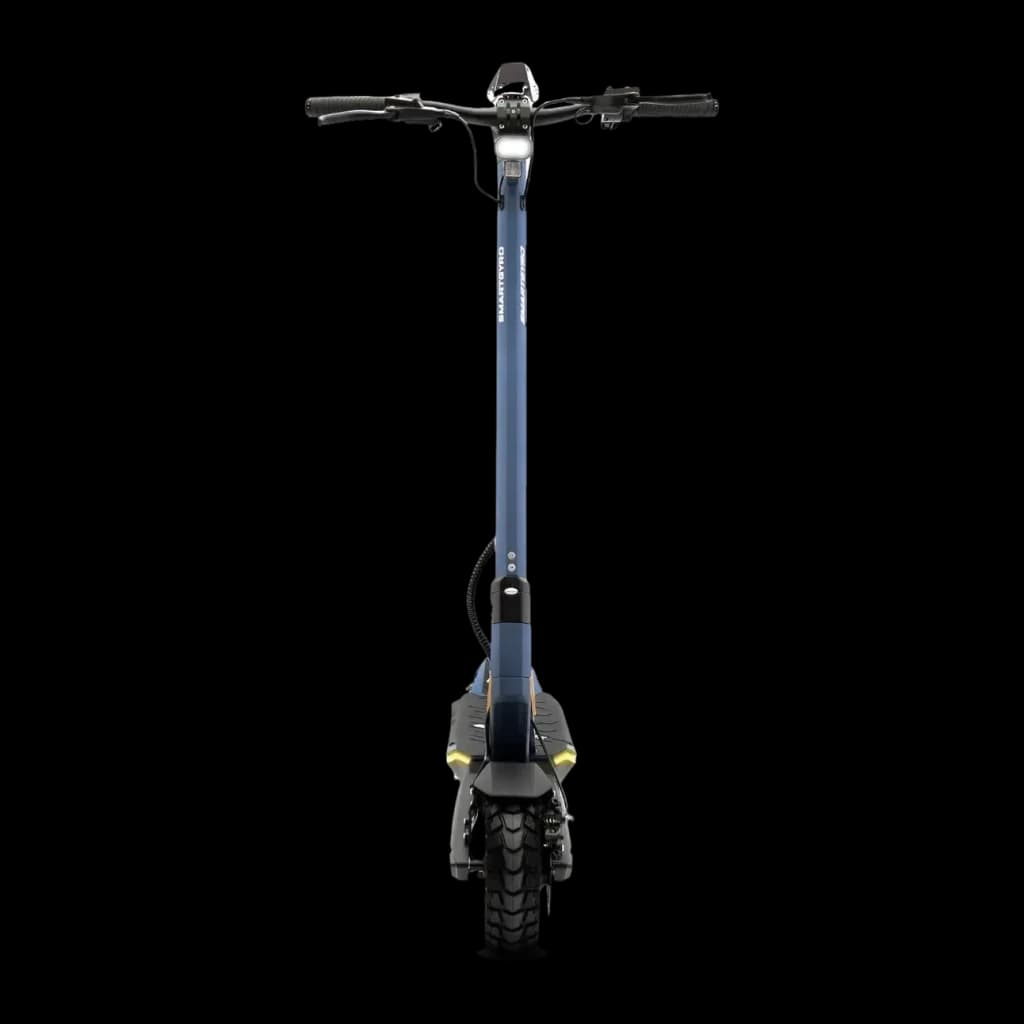 Trottinette Électrique SmartGyro Raptor Dual EVO 2x1000W 60km 25km/h 10 pouces Noir, détail avant: guidon, colonne bleue