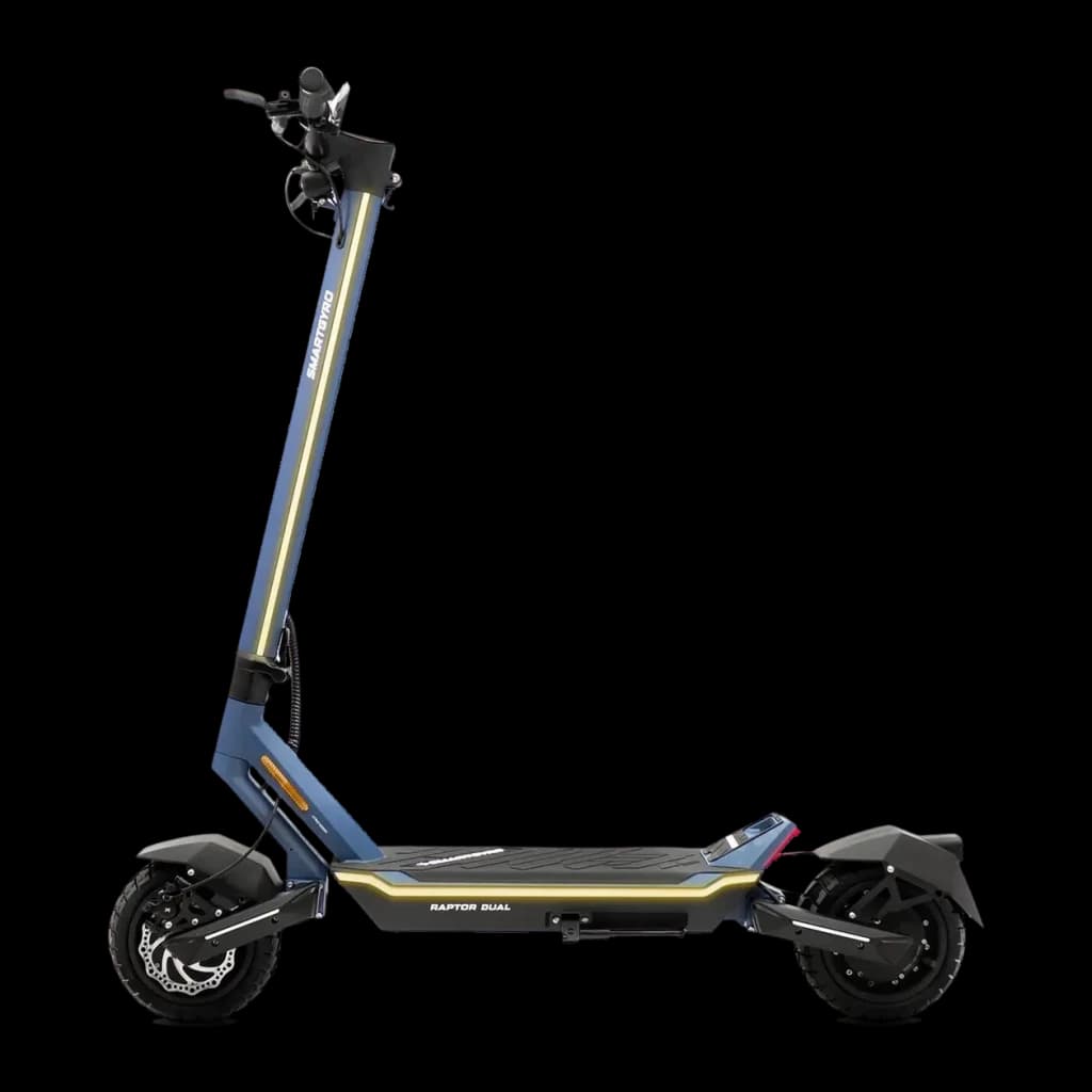 Trottinette Électrique SmartGyro Raptor Dual EVO 2x1000W 60km 25km/h 10 pouces Noir, détail: vue latérale complète