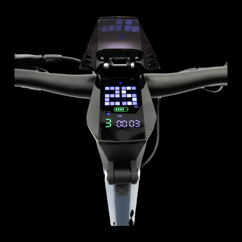 Trottinette Électrique SmartGyro Raptor Dual EVO 2x1000W 60km 25km/h 10 pouces Noir, détail: écran LED du guidon affichant