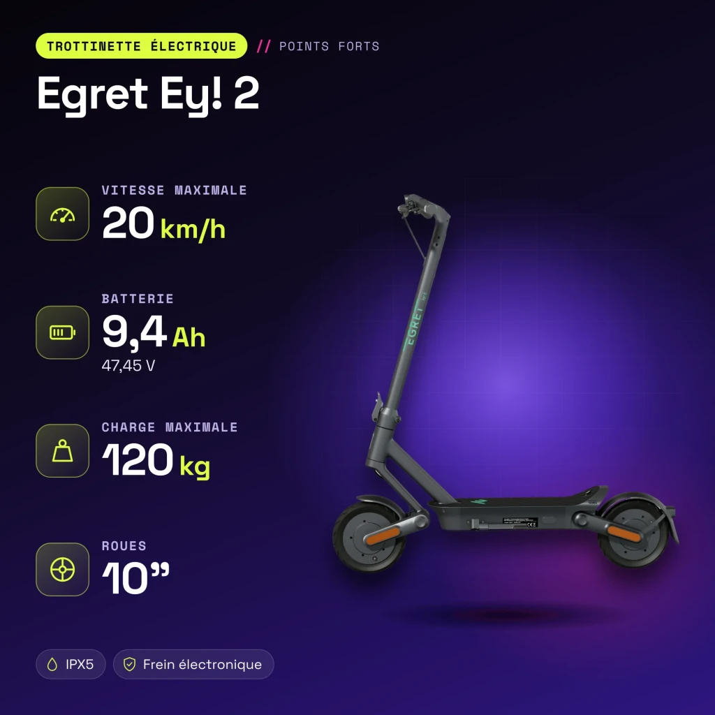 Patinete eléctrico Egret Ey! 2 20km/h 10 pulgadas Gris - características