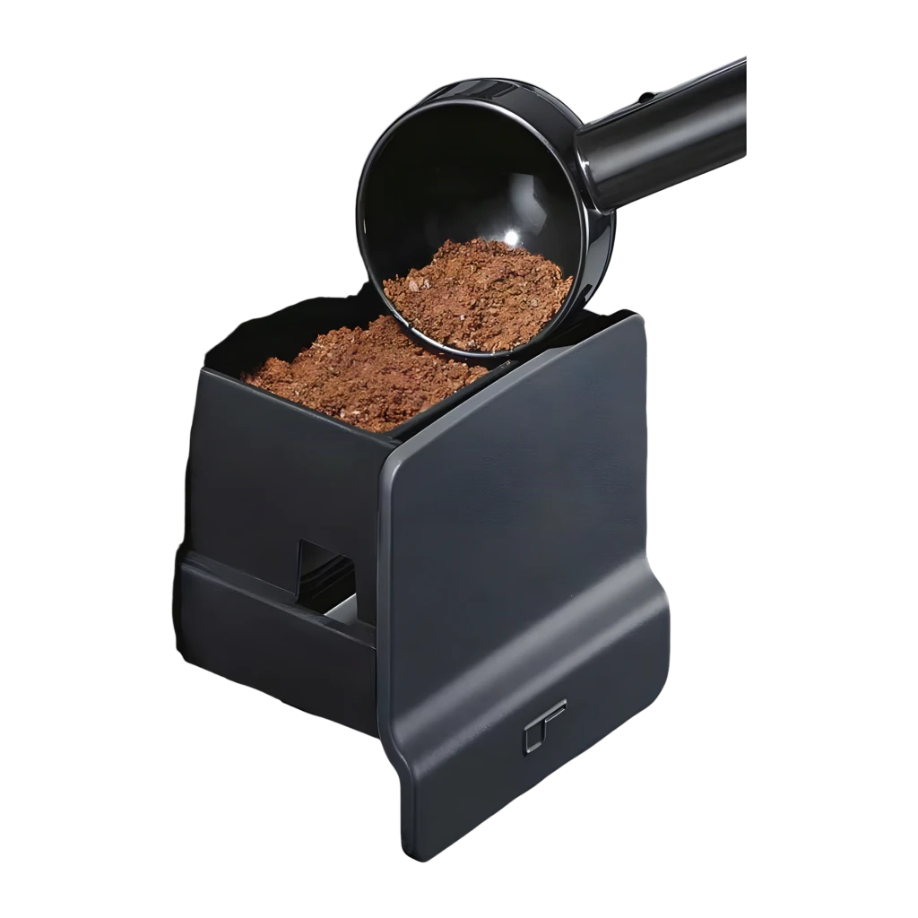 Cafetera Superautomática Siemens EQ.6 Plus S400 TE654319RW Molinillo Integrado Negro, detalle: cajón de posos negro con café