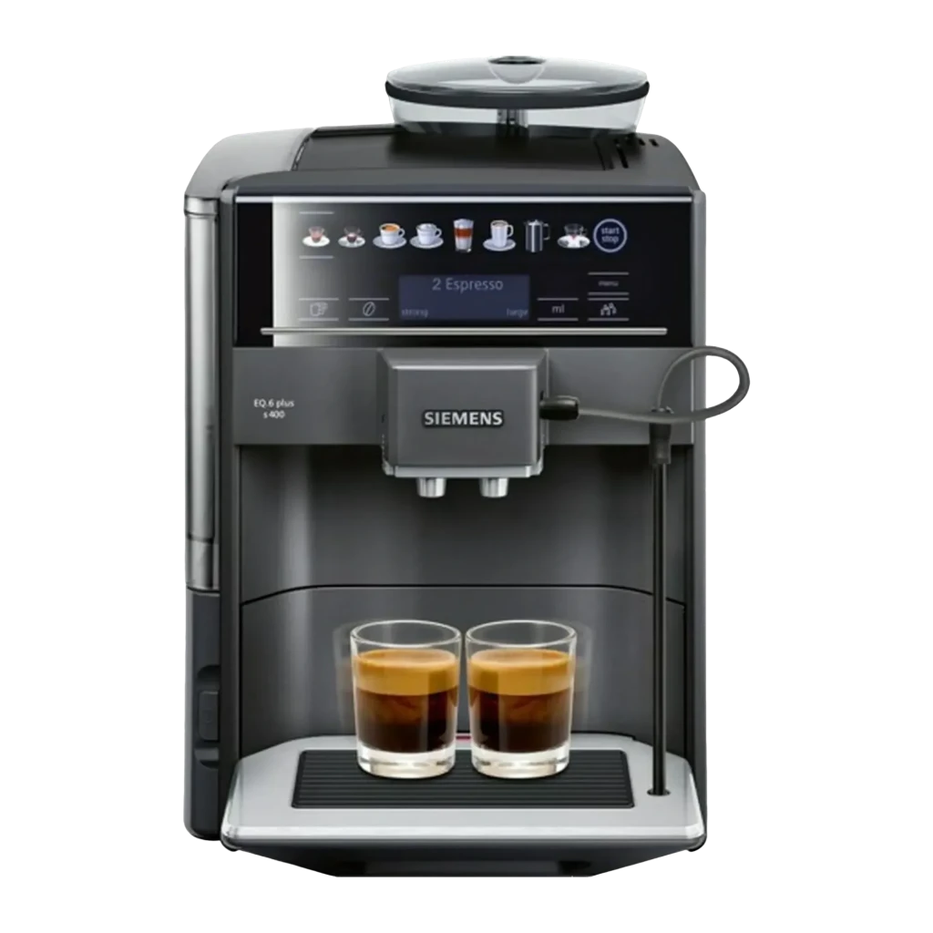 Cafetera Superautomática Siemens EQ.6 Plus S400 TE654319RW Molinillo Integrado Negro, detalle frontal: pantalla