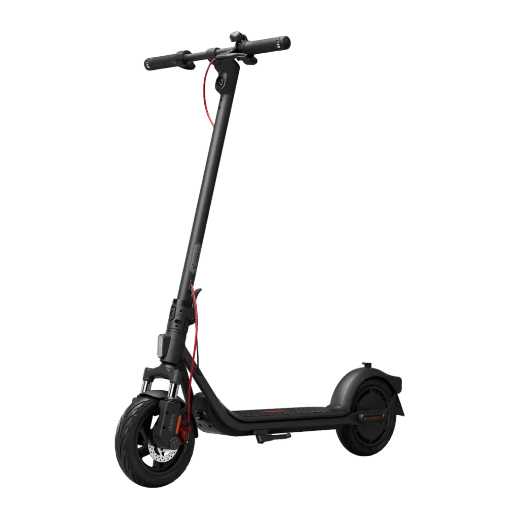 Patinete Eléctrico Segway Ninebot KickScooter F2 Pro E 450W 65km 20km/h 10 pulgadas Rojo, vista frontal: patinete negro