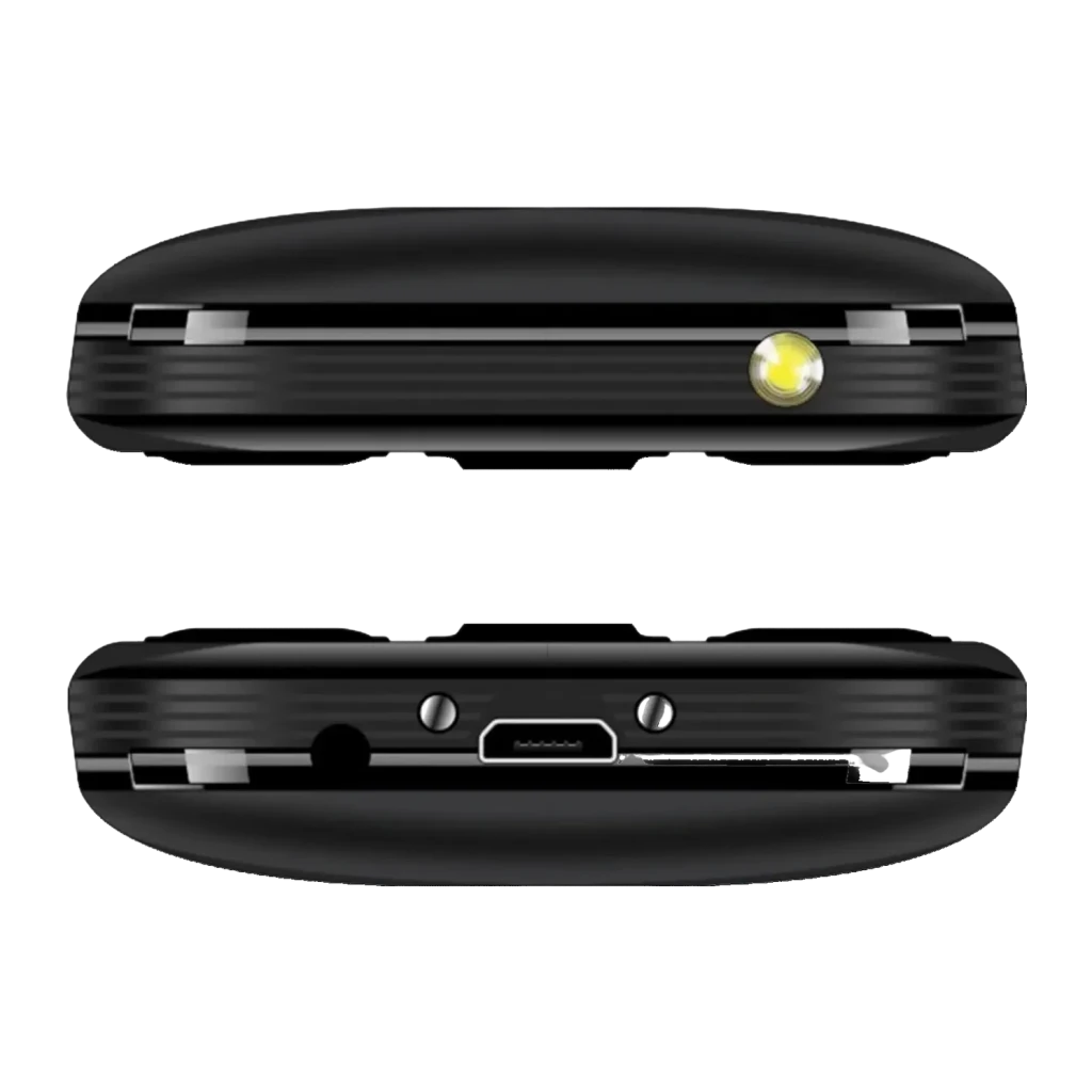 Maxcom MM426 SE 1.77 pulgadas Negro LCD 600mAh 2G GSM Dual SIM, detalle: cantos superior con linterna LED e inferior