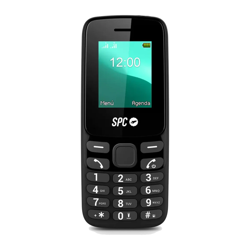 SPC Talk 2 Go 1,77 pulgadas 1000mAh Negro 2G GSM Dual SIM microSD 32GB, vista frontal: pantalla encendida, teclado numérico
