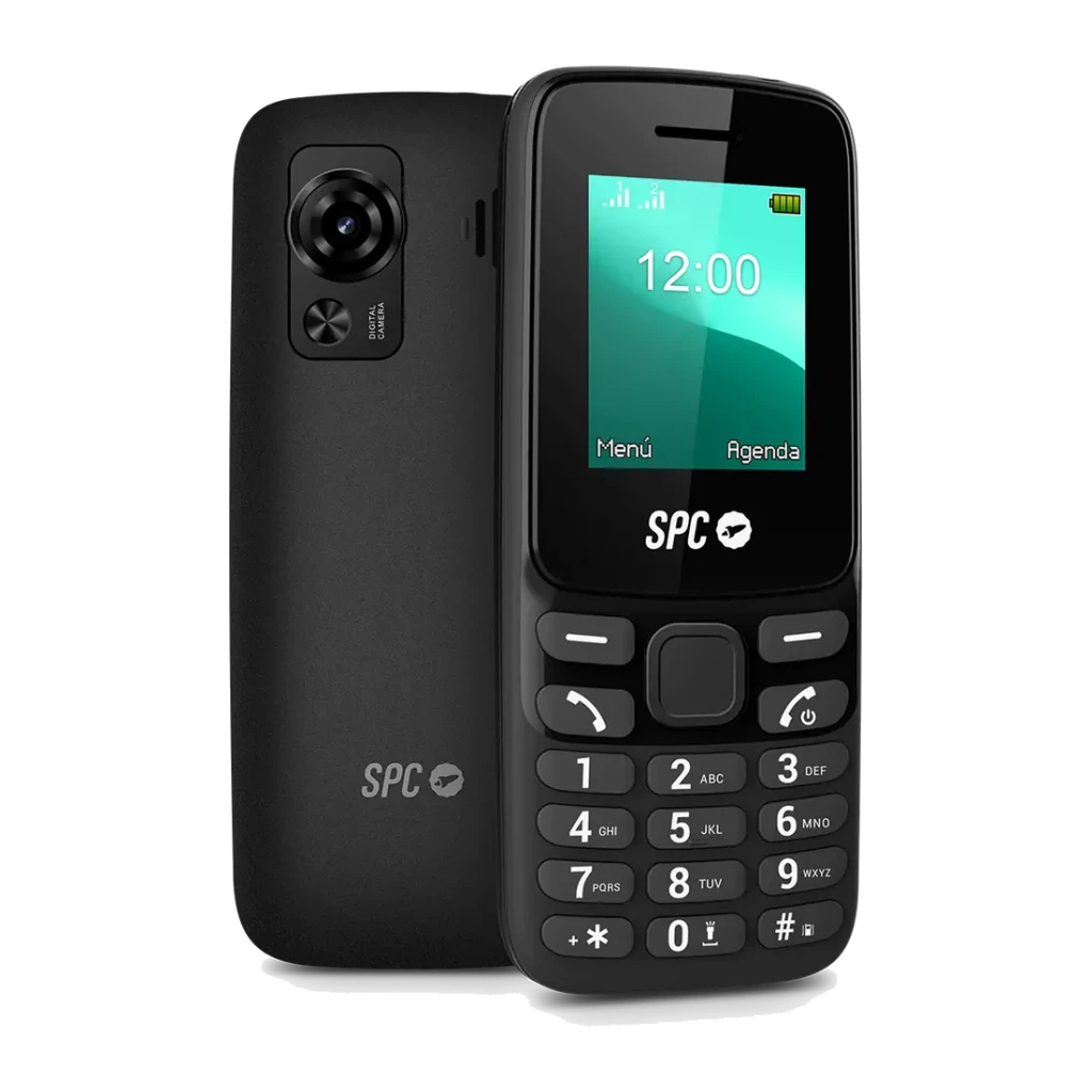 SPC Talk 2 Go 1,77 pulgadas 1000mAh Negro 2G GSM Dual SIM microSD 32GB, detalle: vista frontal y trasera, teclado numérico