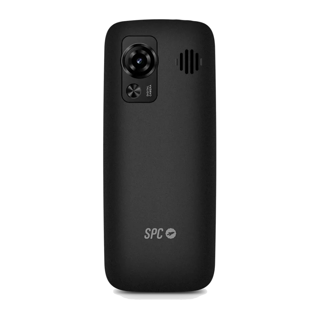 SPC Talk 2 Go 1,77 pulgadas 1000mAh Negro 2G GSM Dual SIM microSD 32GB, vista trasera: cámara digital, altavoz y logo SPC