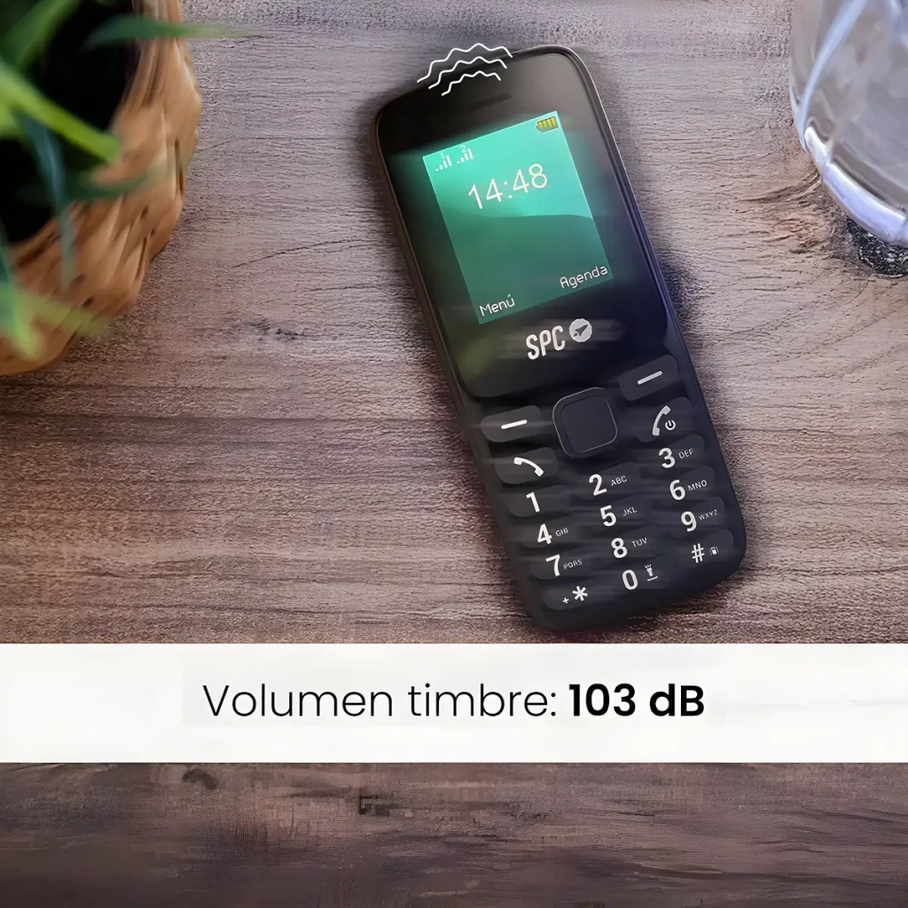 SPC Talk 2 Go 1,77 pulgadas 1000mAh Negro 2G GSM Dual SIM microSD 32GB, en uso: vista frontal sobre mesa de madera