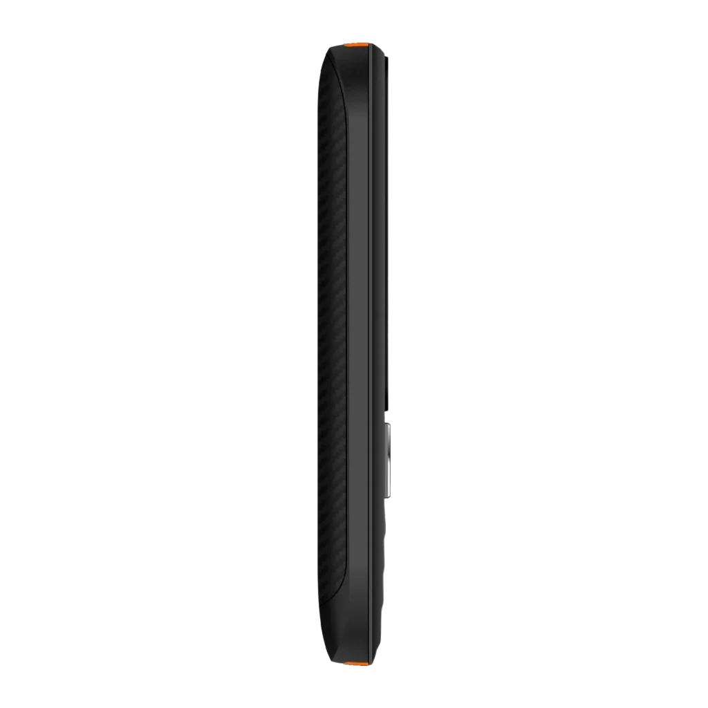 MaxCom Classic MM142L Preto 2,4 polegadas 240x320 800mAh 2G GSM Dual SIM, detalhe: perfil lateral com textura traseira