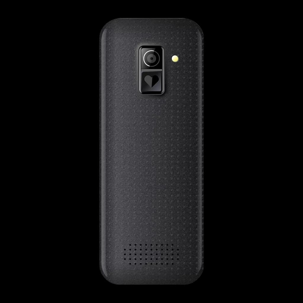Maxcom Comfort MM730 2,2 pouces Noir 220x176px 2MP 800mAh, vue arrière: caméra avec flash LED et haut-parleur sur coque