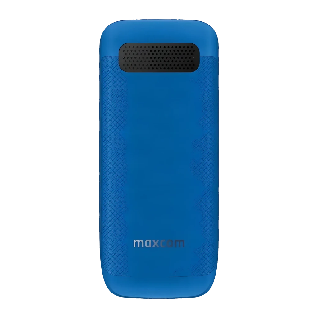 Maxcom MM135 Light Negro/Azul Negro 1,77 pulgadas, vista trasera: tapa azul texturizada con altavoz negro y logo maxcom