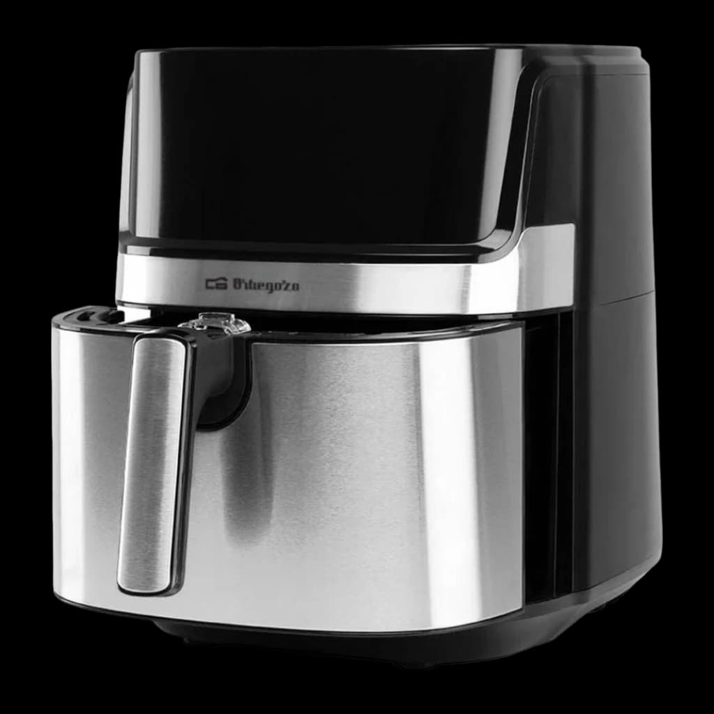 Friteuse à Air Orbegozo FDR 67 5,5L 1700W 8 Programmes Noir, détail: tiroir en acier inoxydable avec poignée et logo
