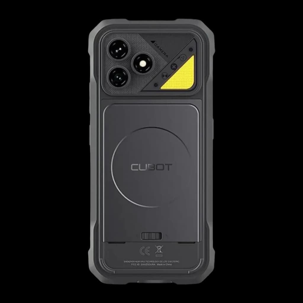 Cubot KingKong Dura 8GB/256GB Negro MIL-STD-810H IP68 5000mAh, vista trasera: módulo de cámaras triple y detalle amarillo