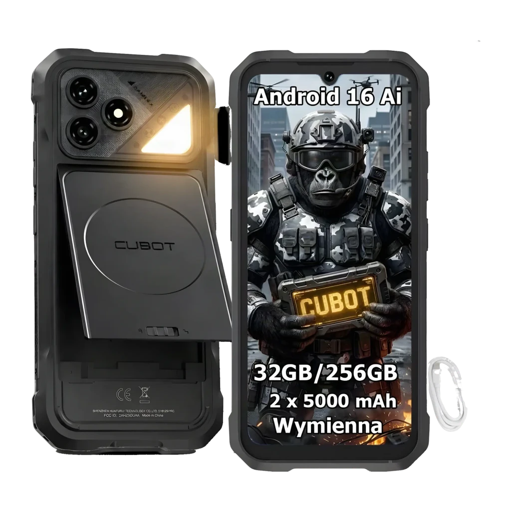 Cubot KingKong Dura 8GB/256GB Negro MIL-STD-810H IP68 5000mAh, vista frontal y trasera: módulo de cámaras, linterna