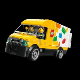 Set LEGO City Der Lieferwagen 60500 276 pièces 6+ ans, détail: camionnette jaune logo LEGO et deux minifigurines