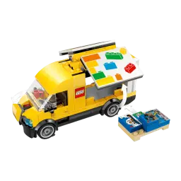 Set LEGO City Der Lieferwagen 60500 276 pièces 6+ ans, détail: toit ouvrant avec briques colorées et colis de livraison