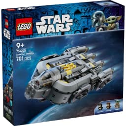 LEGO Star Wars Vaisseau Anzellien 75445 701 pièces, contenu de la boîte: vaisseau gris avec détails jaunes et 3