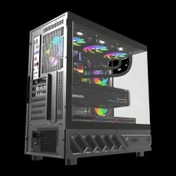 Caixa PC Darkflash DS950V Vidro Temperado 270° ATX / M-ATX / ITX Preto, vista traseira: painel traseiro com conectores E/S